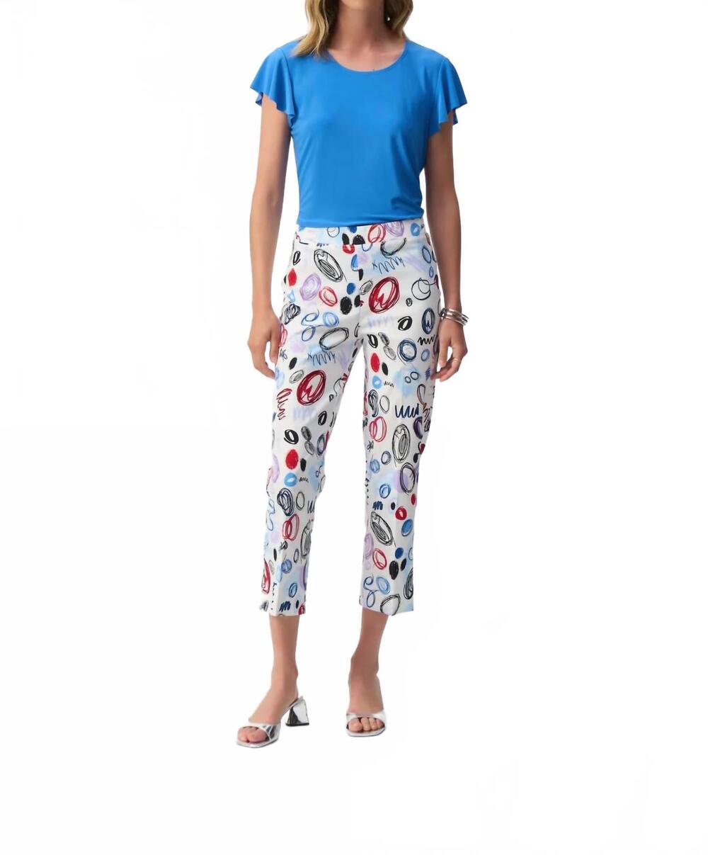 NEW JOSEPH RIBKOFF pantacourt crop pant in white multi